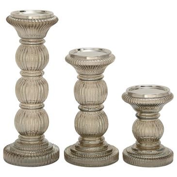 Maple and Jade Handmade Candle Holder in Mercury Gray (Set of 3), , large