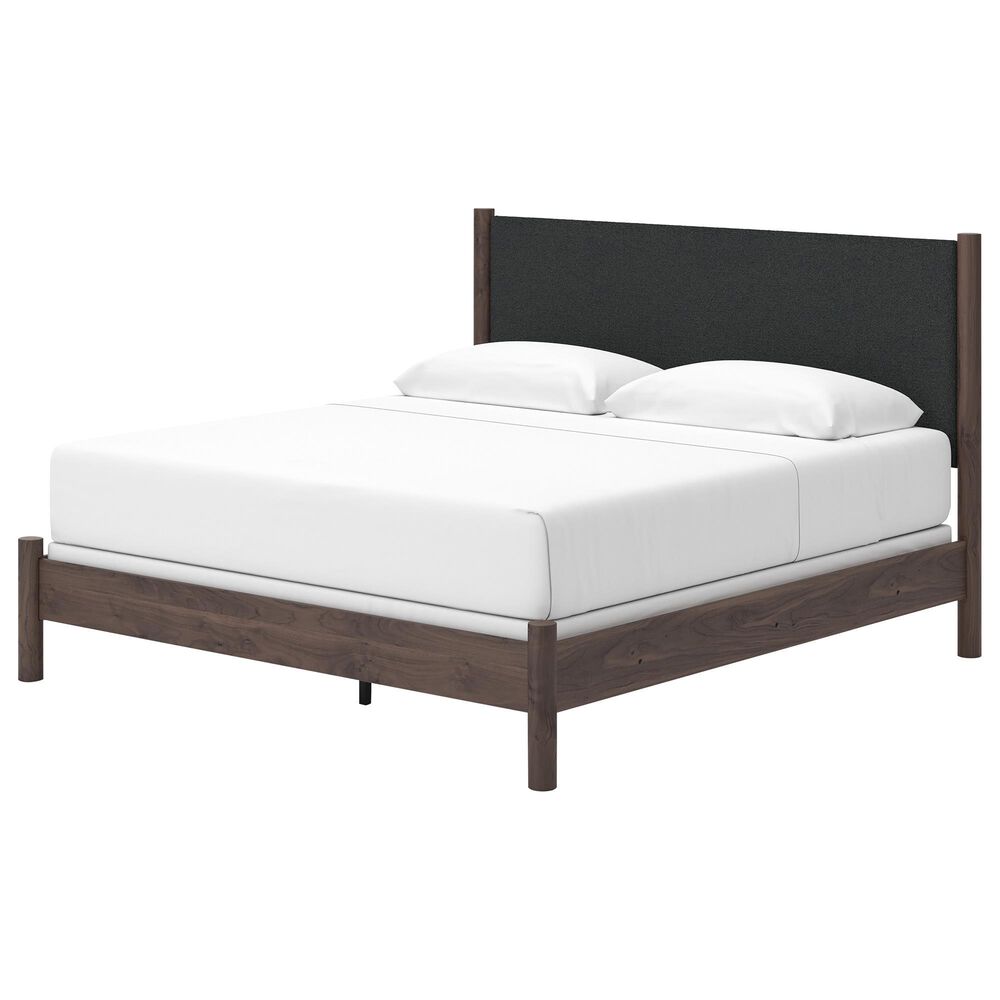 Ashley Pamytta King Upholstered Panel Bed in Rich Brown, , large