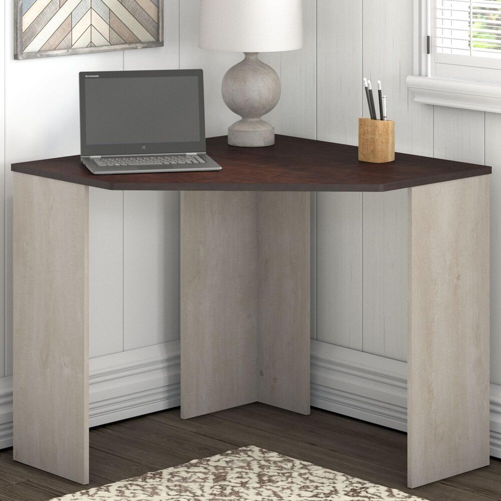 Bush Townhill Corner Desk In Washed, Bush Furniture Townhill Corner Desk With File Cabinet