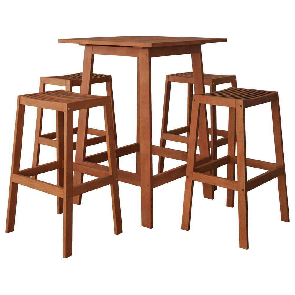 CorLiving Miramar 5-Piece Patio Pub Table Set in Brown, , large