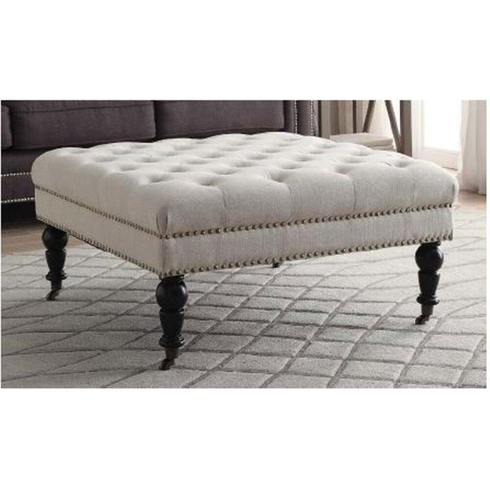 Linden Boulevard Isabelle Square Tufted Ottoman in Natural, , large