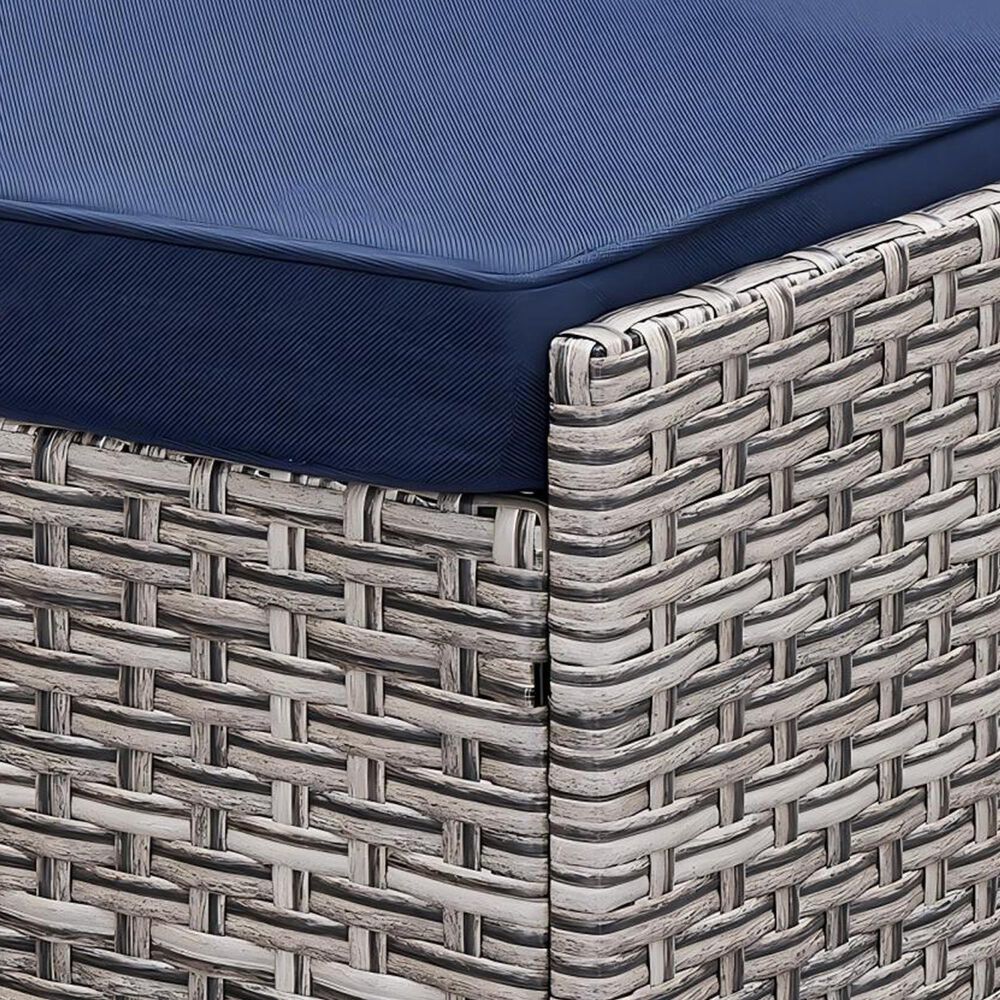 Sunwell Garden 17.3" Ottoman with Navy Cushion in Gray (Set of 2), , large