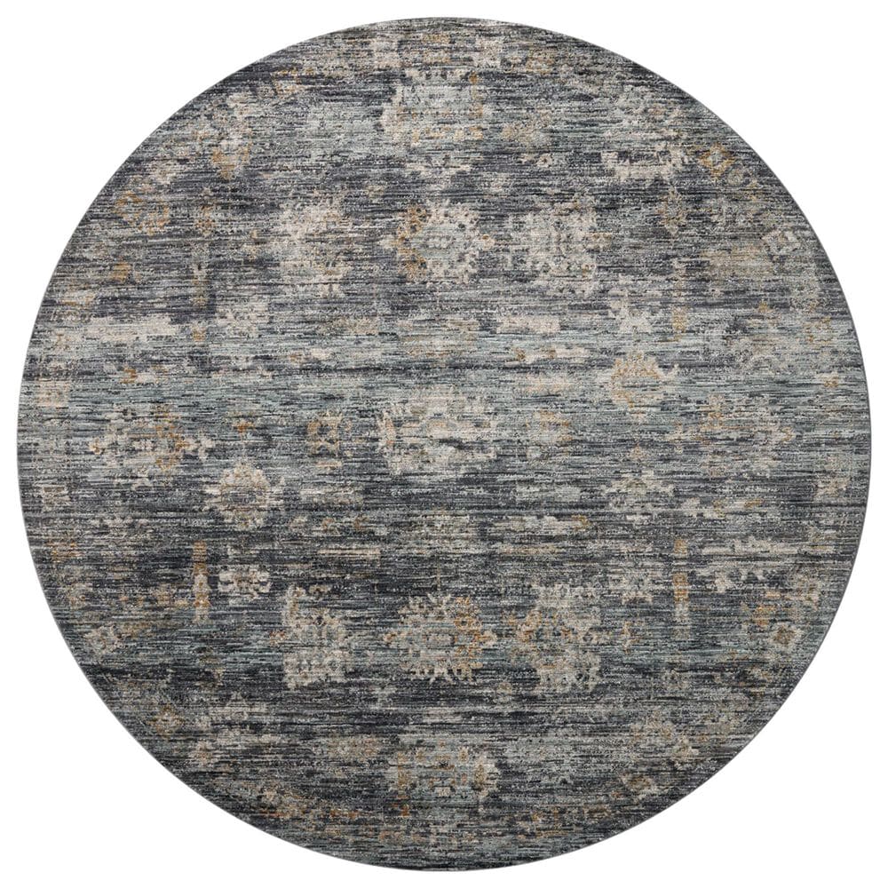 Loloi Katherine 5"3" Round Ink and Jade Area Rug, , large