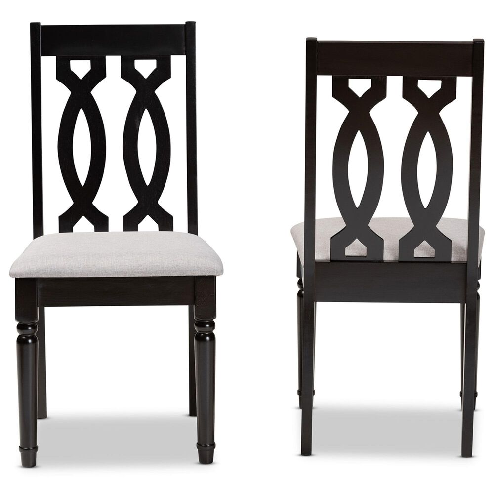 Baxton Studio Cherese Side Chair with Grey Cushion in Dark Brown (Set of 2), , large