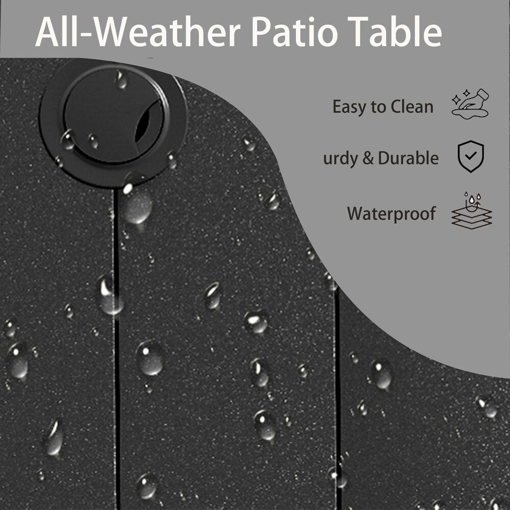 Hearth and Haven 7-Pieces Outdoor Dining Set with Stackable Chairs and Round Table in Black, , large