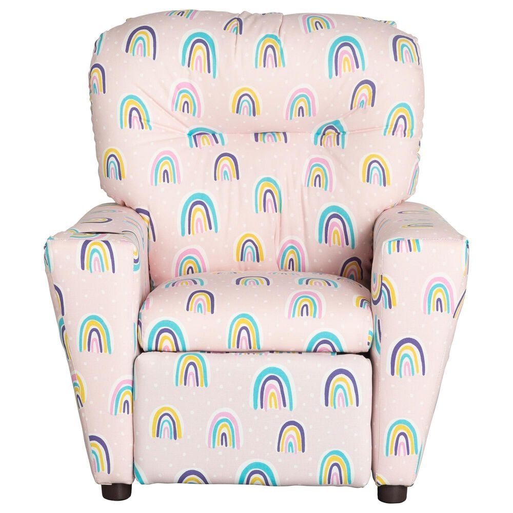 Brazil Tween Kids Recliner in Rainbow Bella with Cupholder, , large