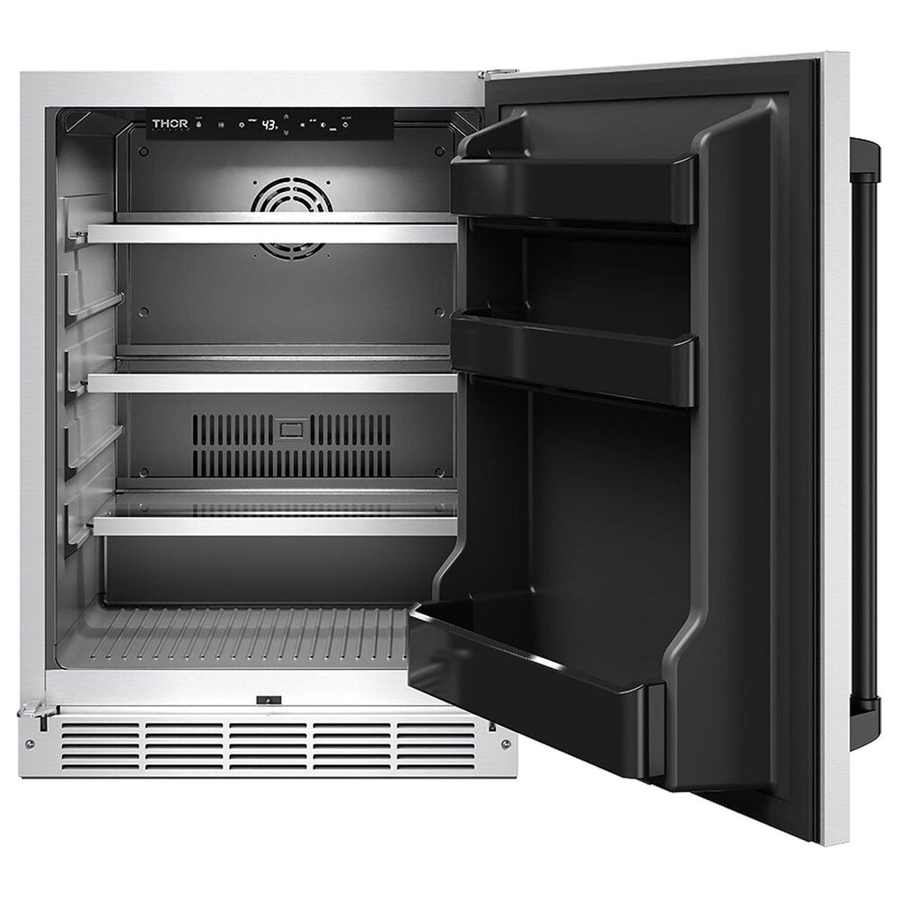 Thor Kitchen Gordon Ramsay 5 Cu. Ft. Outdoor Undercounter Beverage Cooler with Black Handle Kit in Stainless Steel, , large