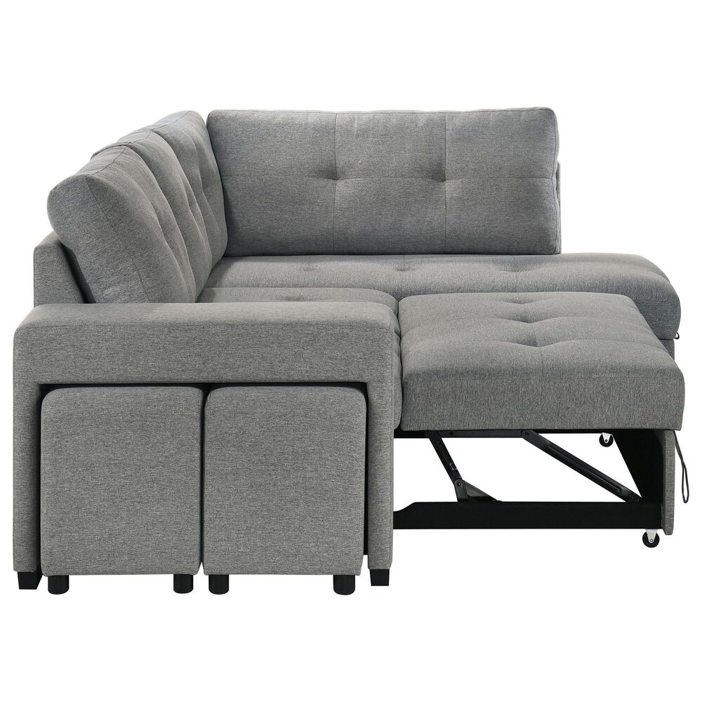 Coaster Roanne Fabric Upholstered Sleeper Sectional Sofa Grey, , large