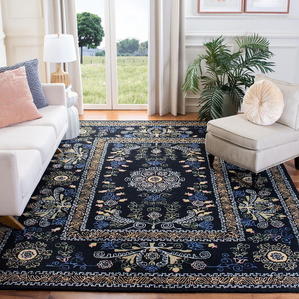 Safavieh Micro-Loop 9&#39; x 12&#39; Black and Green Area Rug, , large
