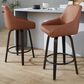 LumiSource Hannah Swivel Counter Stool with Camel Faux Leather Upholstery in Walnut and Black (Set of 2), , large