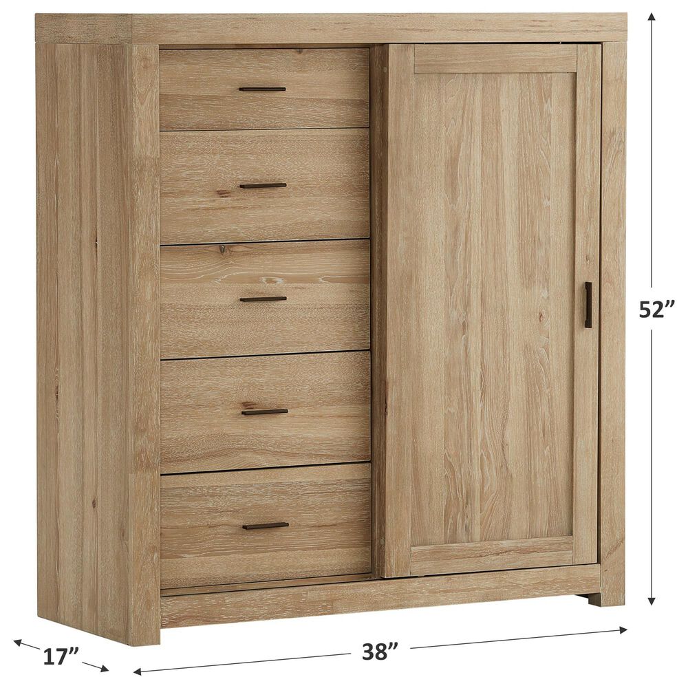 Riva Ridge Modern Loft 5-Drawer Sliding Door Chest in Khaki, , large