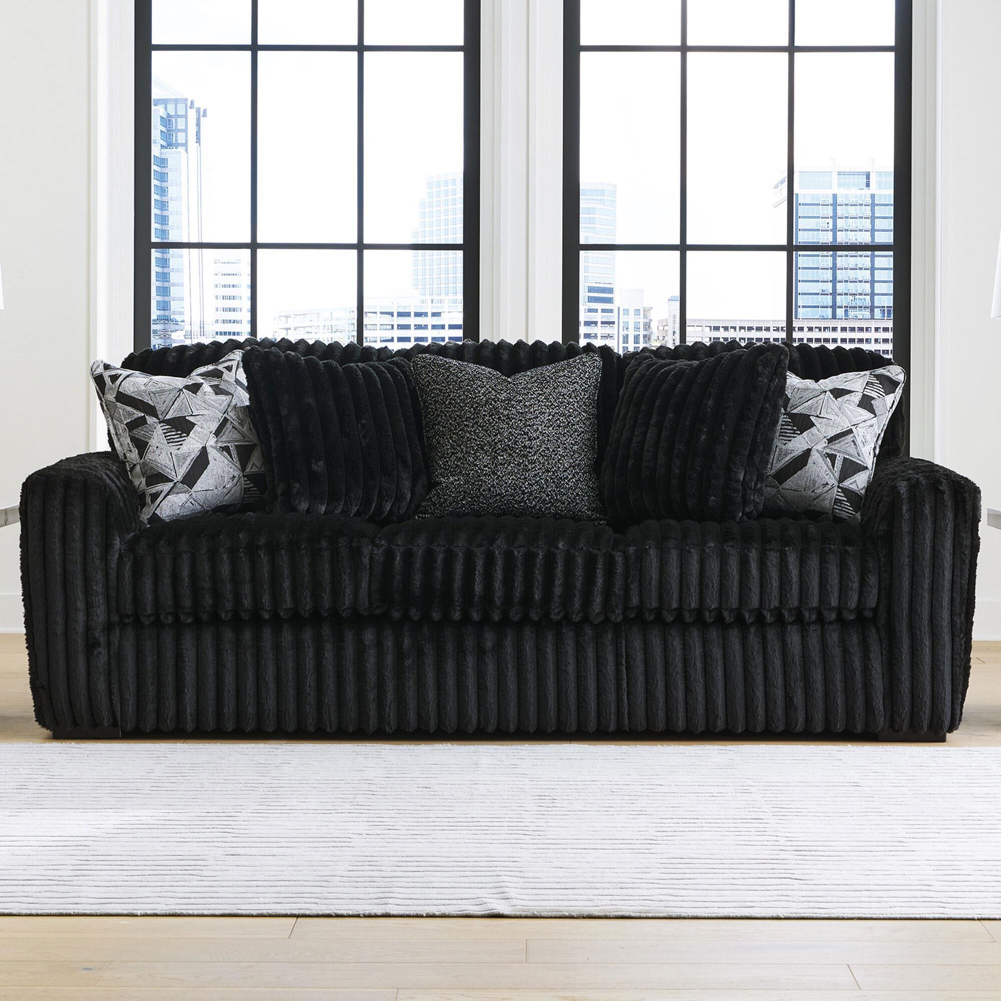 Ashley Midnight-Madness Stationary Sofa in Onyx