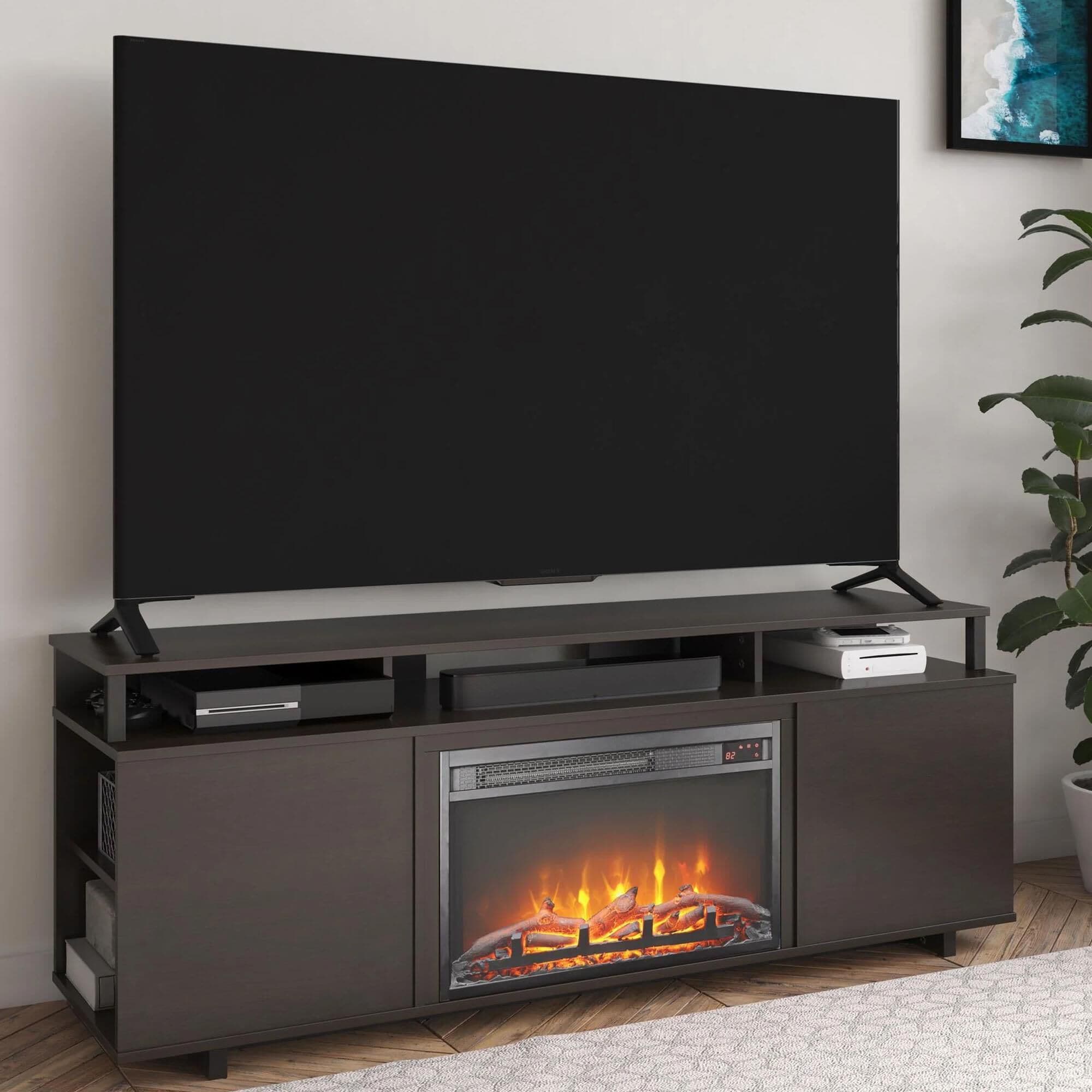 人気ショップ Ameriwood Home Mason Fireplace TV Stand ジャケット・アウター