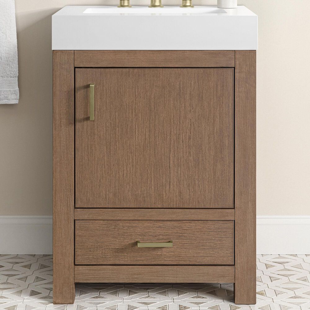 37B Alanya 24" Single Bathroom Vanity in Walnut Drift with White Composite Stone Top, , large