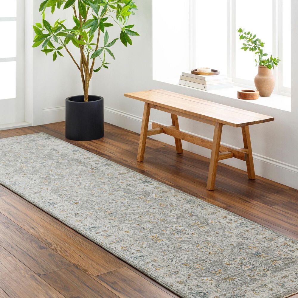Surya Dresden Gray, White, Medium Gray, Mustard, Light Slate and Denim 2&#39;7&quot; x 10&#39; Runner, , large
