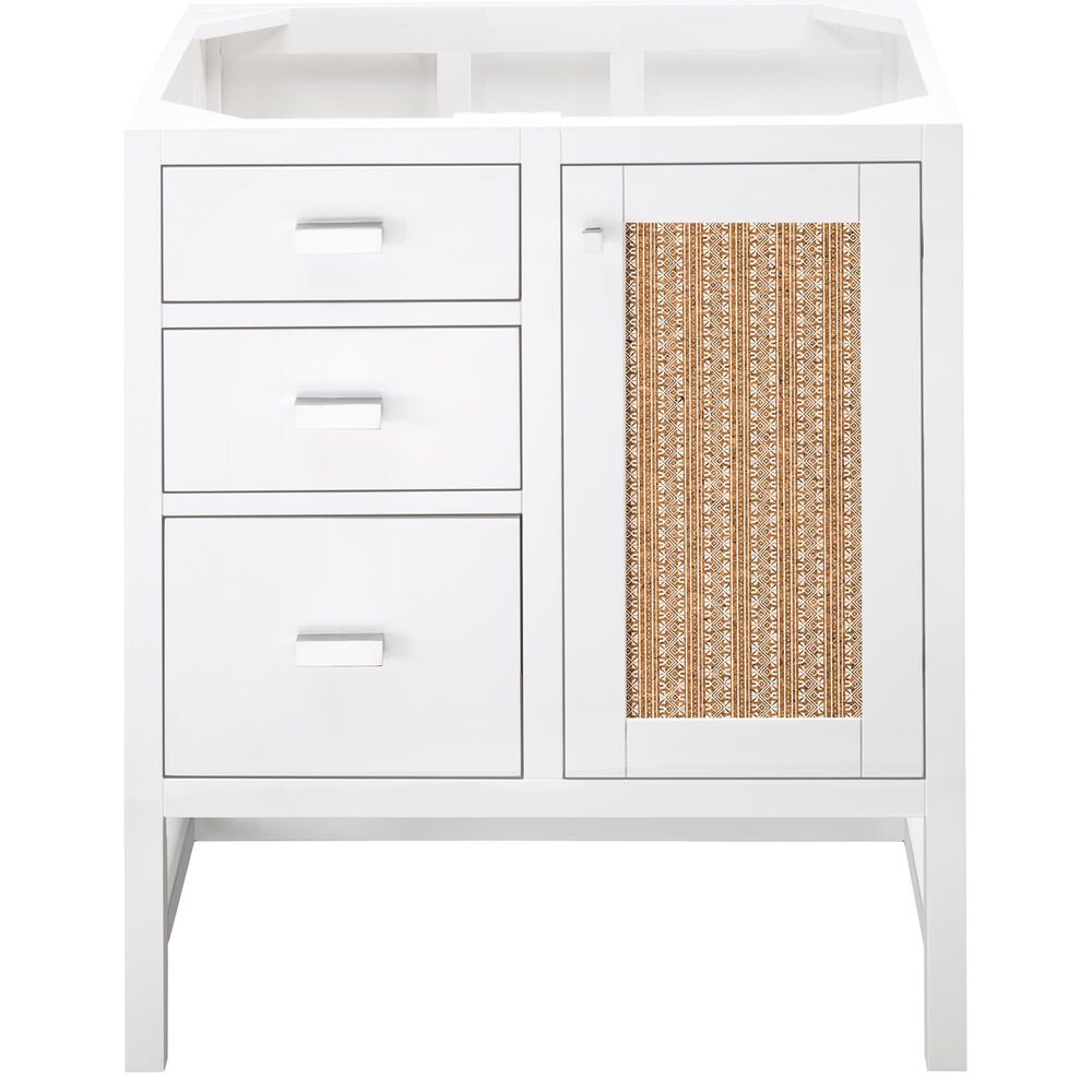 James Martin Vanities Addison 30" Single Bathroom Vanity in Glossy White with 3 cm Parisien Bleu Quartz Top and Rectangular Sink, , large