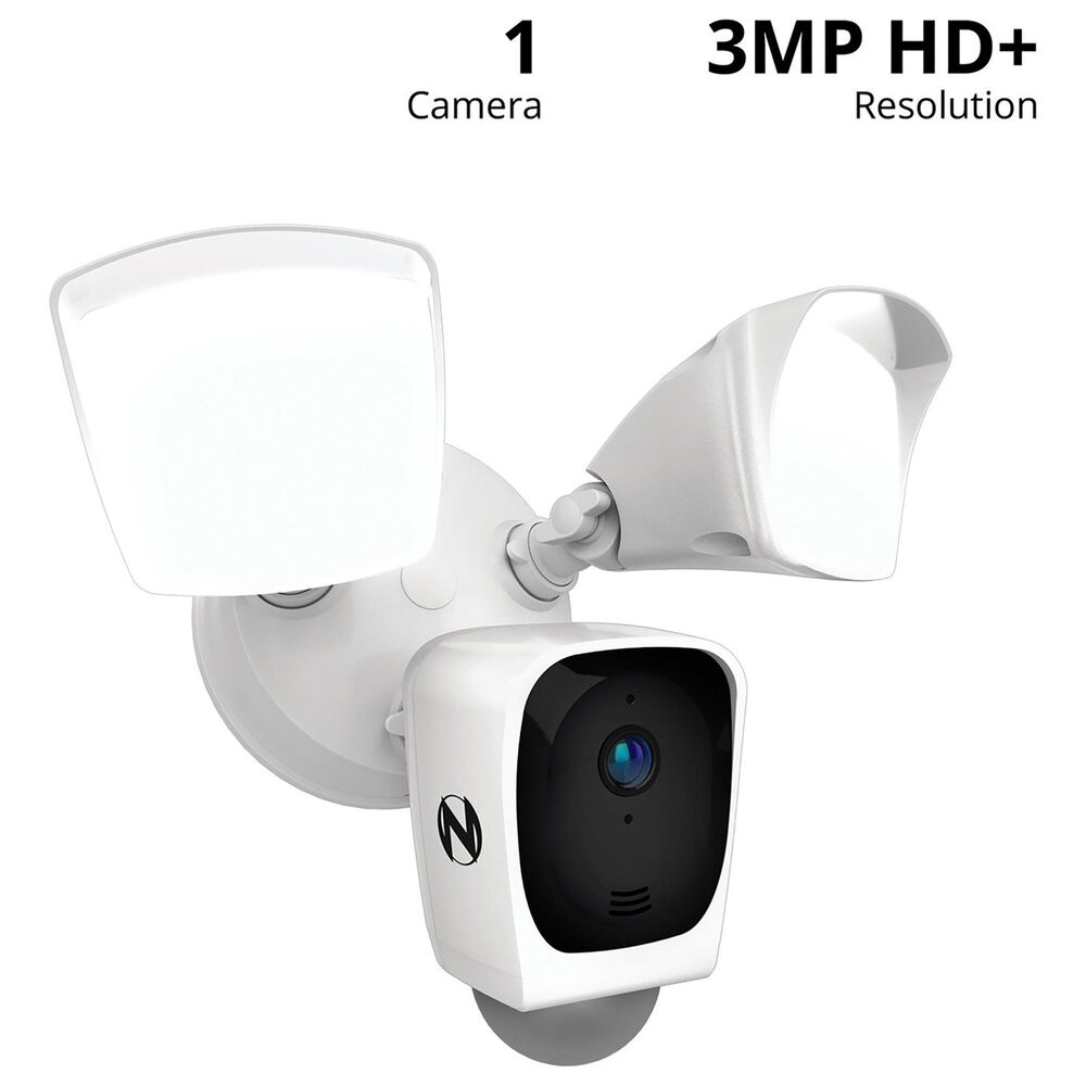 Night Owl Powered Wi-Fi Floodlight Deterrence HD+ Camera with 2-Way Audio - White, , large