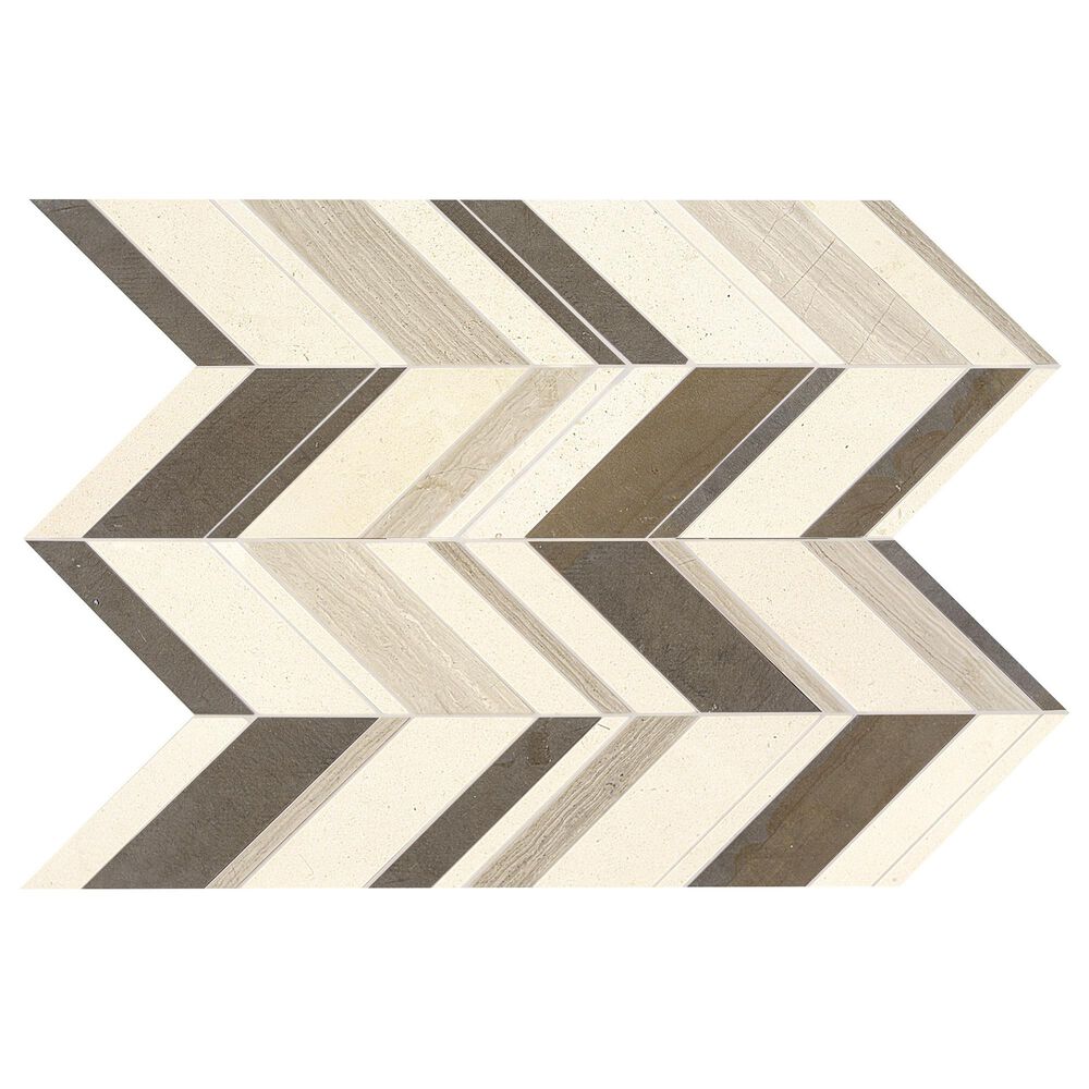 Dal-Tile Limestone Fusion Gris 22" x 12" Chevron Random Honed Mosaic Sheet, , large