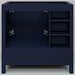 Lexora Home Jacques 36" Right Offset Single Bathroom Vanity in Navy Blue with 2 cm White Carrara Marble Top and Rectangular Sink, , large