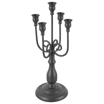Maple and Jade Taper 5-Slot Scroll Candelabra in Matte Black, , large