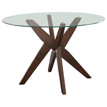 Steve Silver Amalie Glass Top Dining Table in Clear and Walnut - Table Only, , large