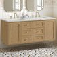 James Martin Vanities Laurent 60" Double Bathroom Vanity in Light Natural Oak with 3 cm Victorian Silver Quartz Top and Rectangular Sinks, , large