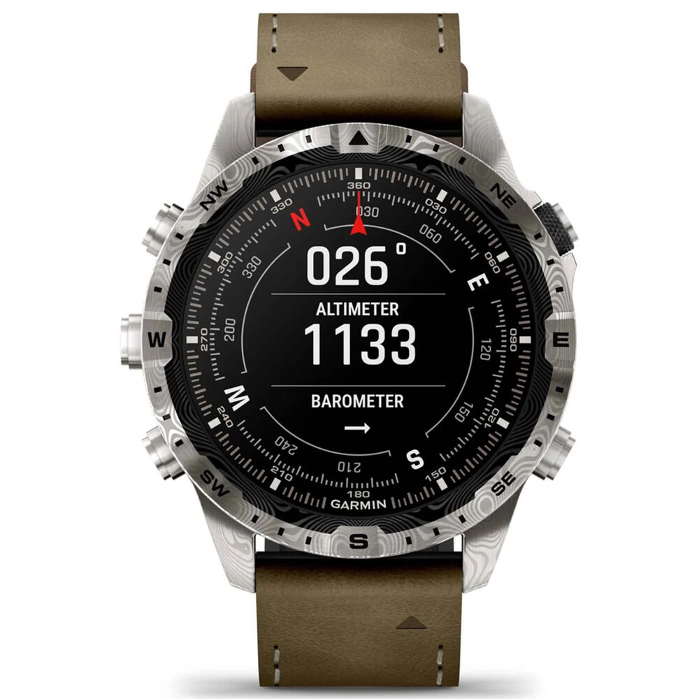 Garmin MARQ Adventurer Edition &#40;Gen 2&#41; Smartwatch 46 mm Damascus Steel Case with Brown Band, , large