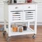 Linon Home Decor Robbin Kitchen Cart in White and Stainless Steel, , large