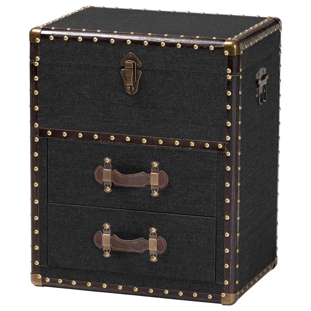 Baxton Studio Agatha 2-Drawer Storage Trunk in Black, , large