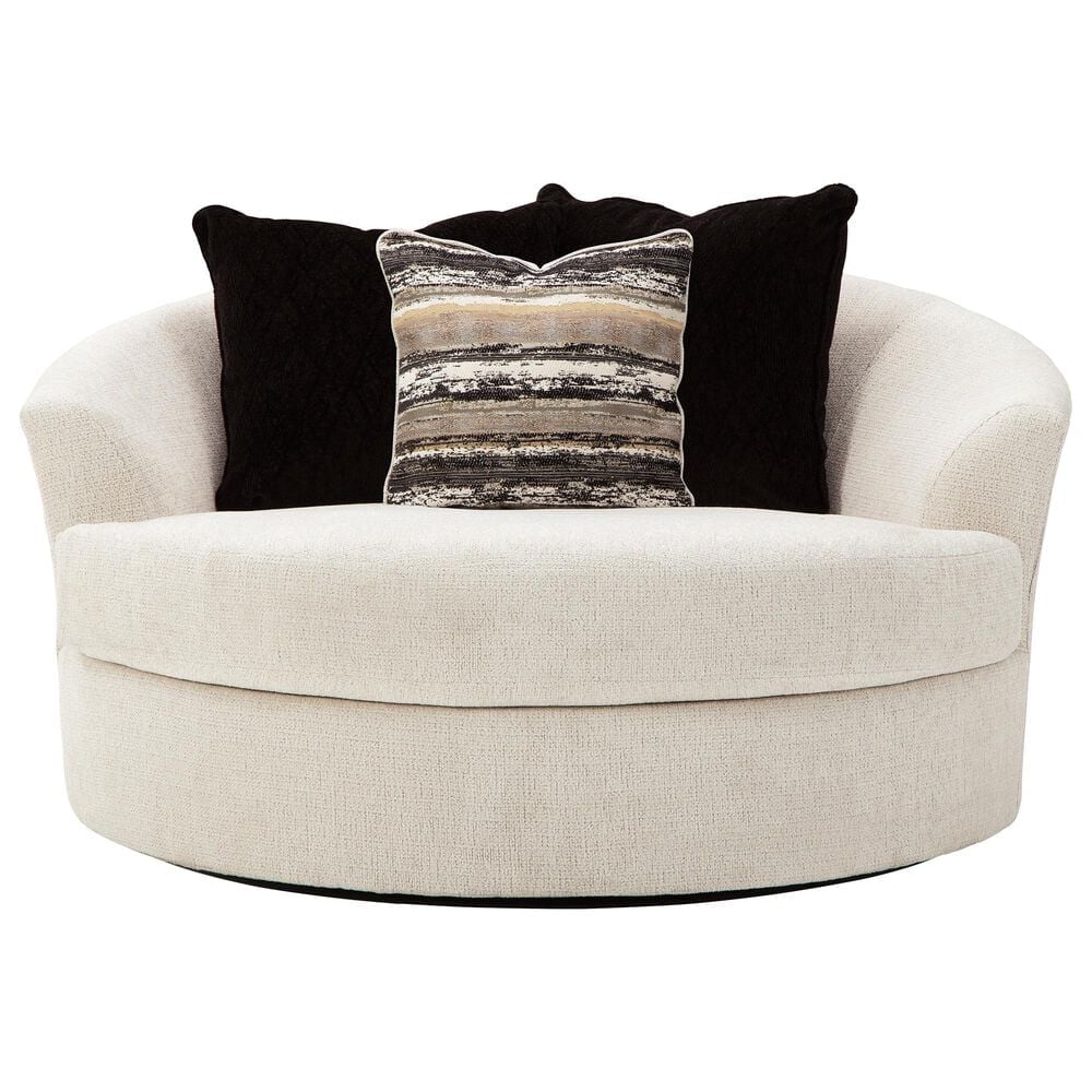 Ashley Cambri Oversized Round Swivel Chair in Snow, , large