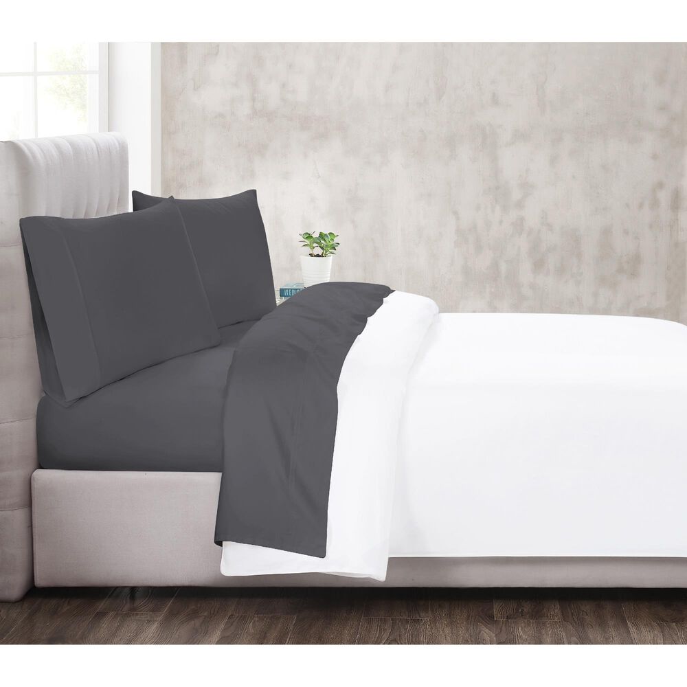 Pem America Christian Siriano New York 4-Piece Full Sheet Set in Dark Grey, , large
