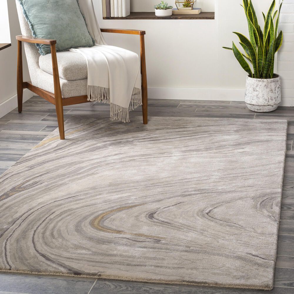 Surya Kavita 10&#39; x 14&#39; Gray, Charcoal, Mustard and Brown Area Rug, , large