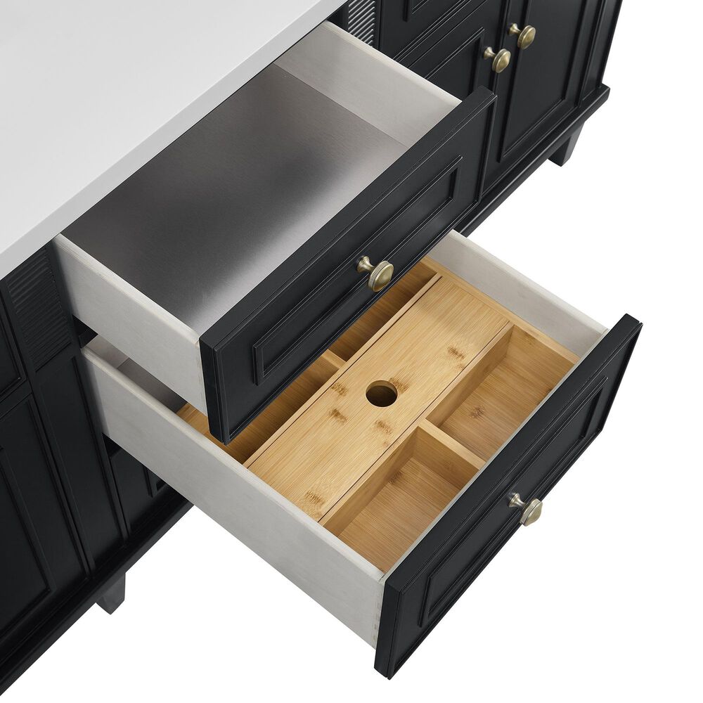 James Martin Vanities Lorelai 72&quot; Double Vanity in Black Onyx with Single Hole 3 cm White Zeus Quartz Top &amp; Backsplash, , large