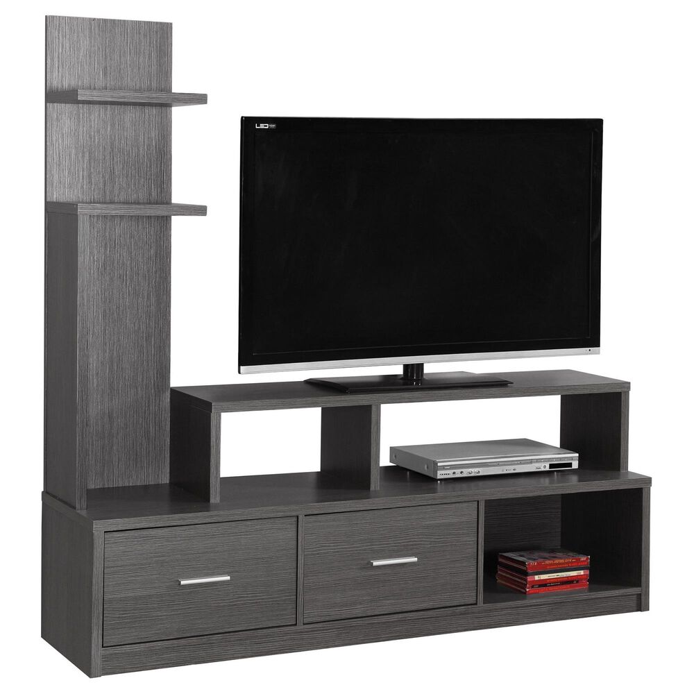 Monarch Specialties 60" TV Stand with A Display Tower in Grey, , large