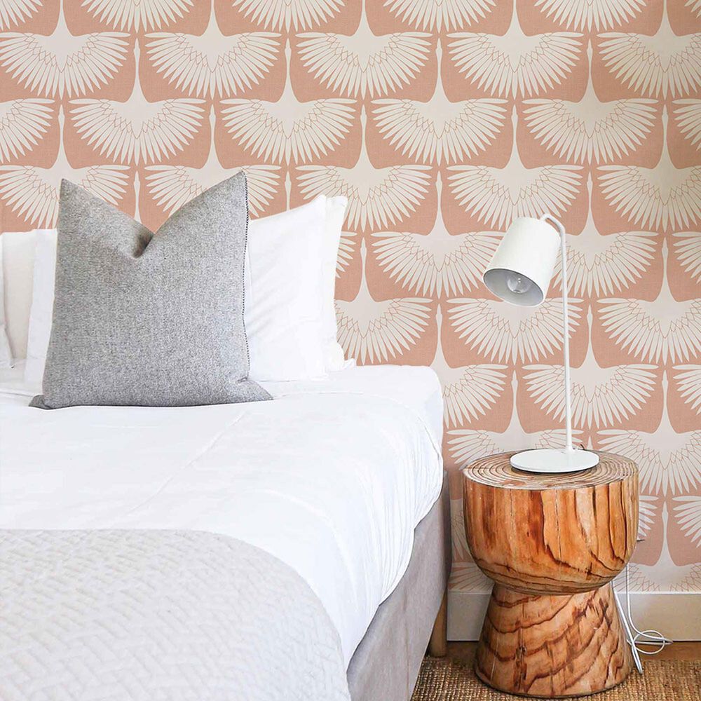 Tempaper Genevieve Gorder Feather Flock Peel &amp; Stick Wallpaper in Sahara Blush, , large