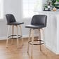 LumiSource Toriano Swivel Bar Stool with Grey Faux Leather Upholstery in Whitewashed and Black (Set of 2), , large