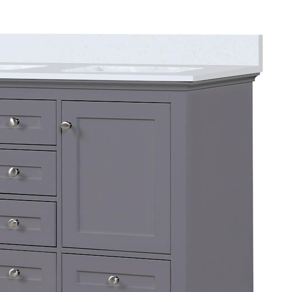 Lexora Home Dukes 48&quot; Double Bathroom Vanity in Dark Grey with 2 cm White Quartz Top and Rectangular Sinks, , large
