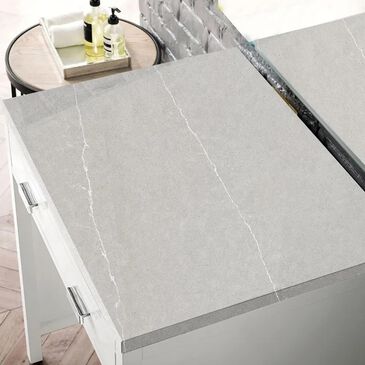 James Martin Addison 30" Makeup Vanity in Glossy White with 3 cm Eternal Serena Quartz Top, , large