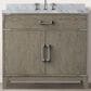 Lexora Home Laurel 36" Single Bathroom Vanity in Grey Oak with White Carrara Marble Top and Rectangular Sink, , large