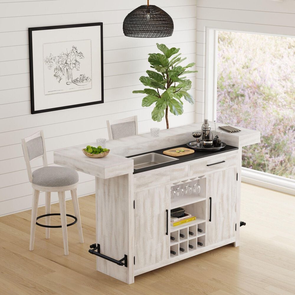 Mayberry Hill Rogen Swivel Bar Stool in Rustic White and Black, , large