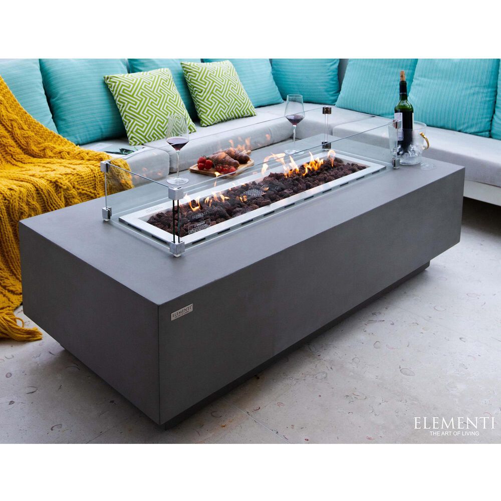 Elementi Fire Granville Rectangle Natural Gas Fire Table in Gray | NFM
