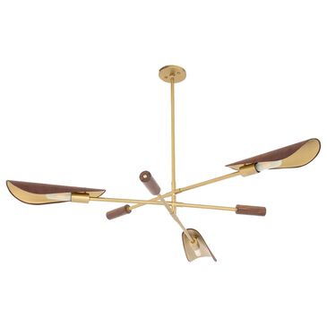 Four Hands Stockton Astrid Chandelier in Antique Brass and Walnut, , large