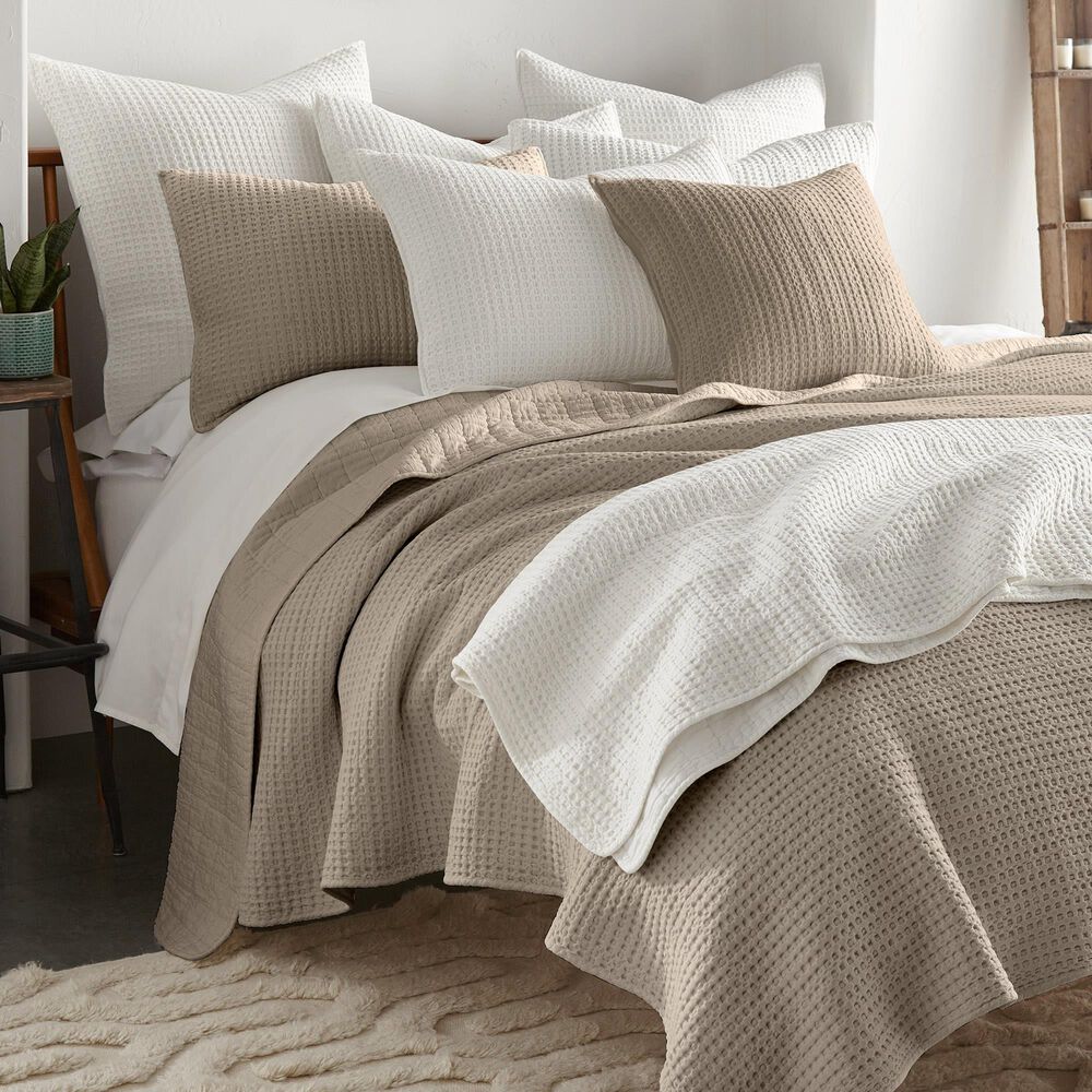Levtex Mills Waffle 3-Piece Full/Queen Quilt Set in Taupe, , large