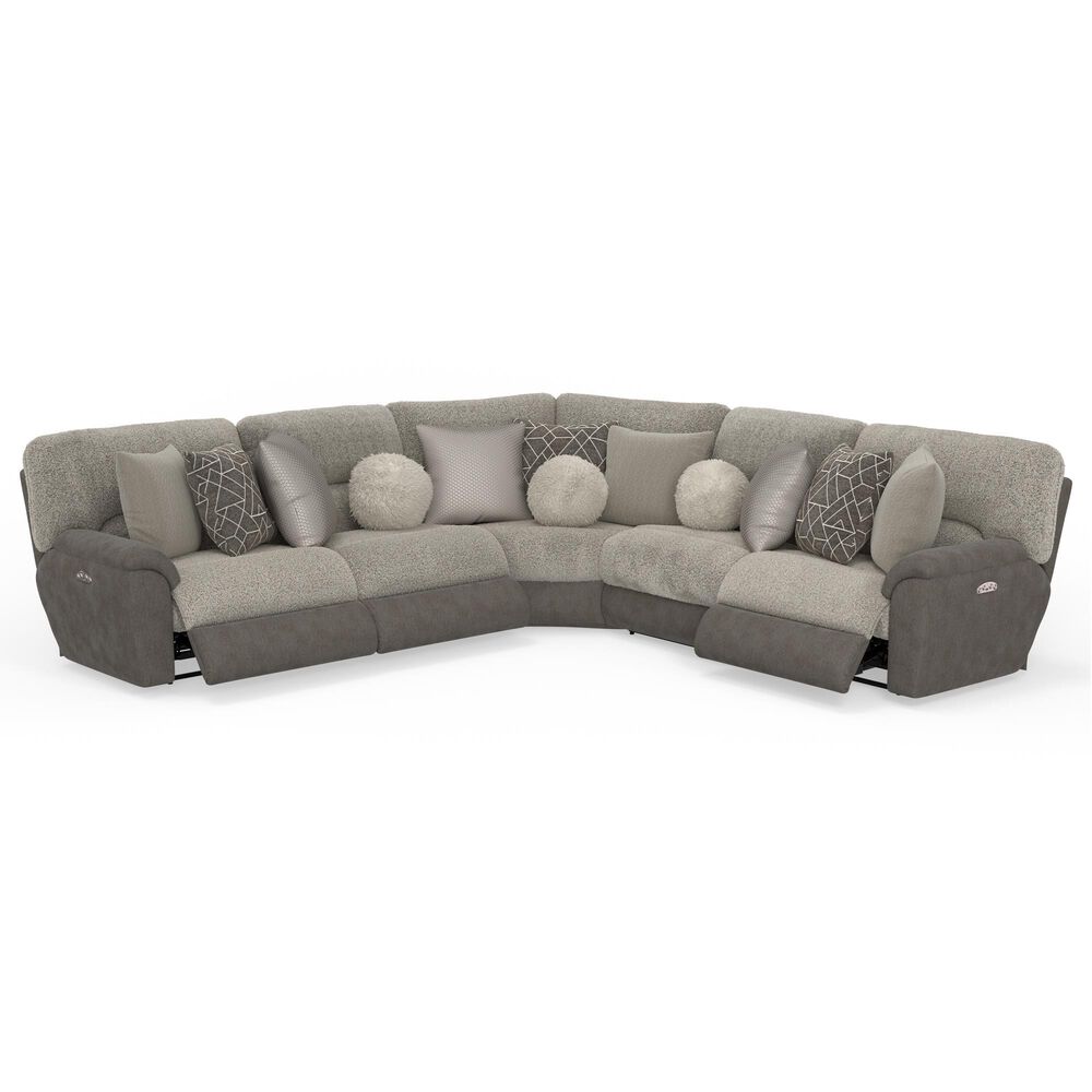 Catnapper Rendezvous 5-Piece Power Reclining Symmetrical Sectional in Slate and Fawn, , large