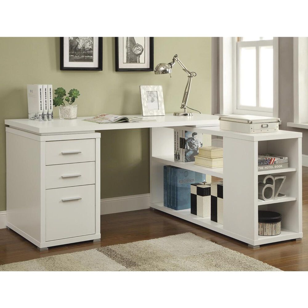 Pacific Landing Yvette L-Shape Desk in White, , large