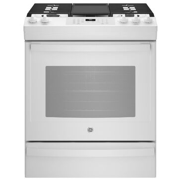 GE Appliances 30" Slide-In Front Control Convection Gas Range with No Preheat Air Fry in White, , large