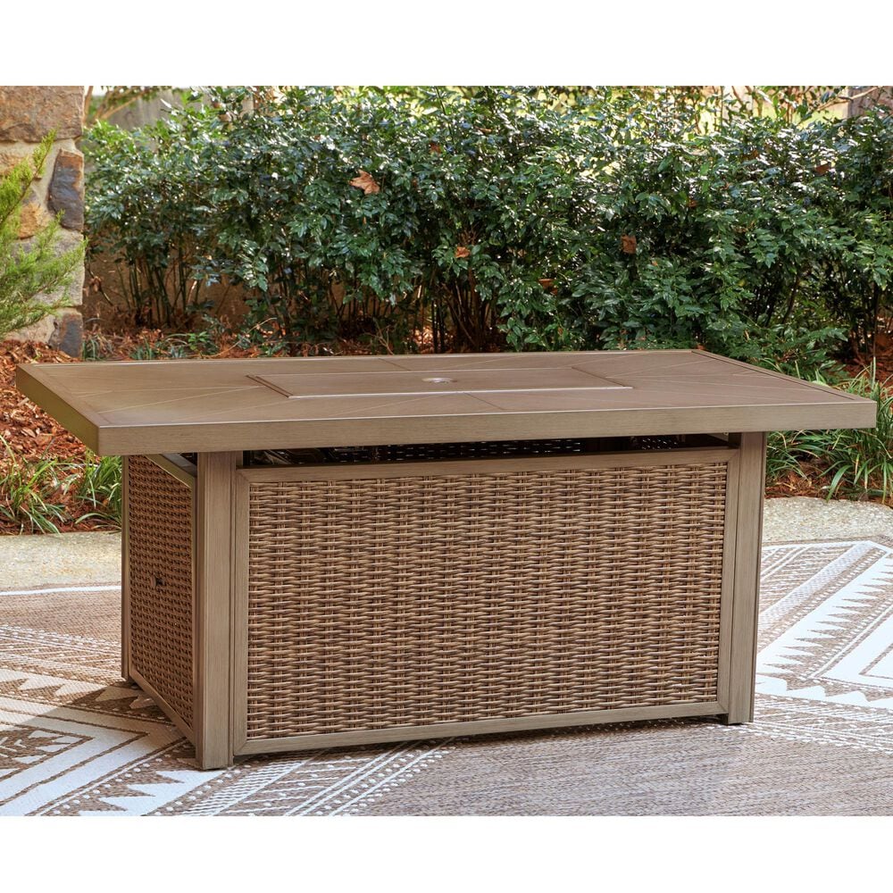 Ashley Laguna Heights Rectangular Fire Pit Table in Beige, , large