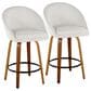 LumiSource Matisse 26" Swivel Counter Stool with Cream Fabric Upholstery in Walnut and Black (Set of 2), , large