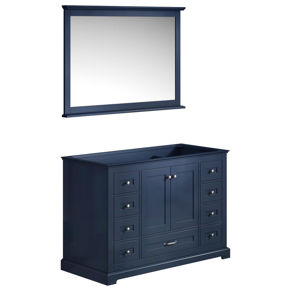 Lexora Home Dukes 48&quot; Single Bathroom Vanity in Dark Grey with 2 cm White Carrara Marble Top, Rectangular Sink and 46&quot; Mirror, , large
