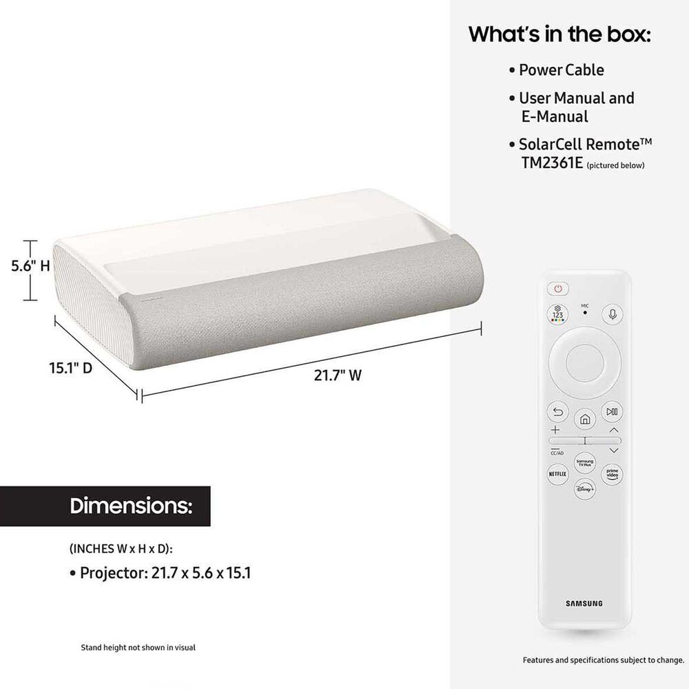 Samsung 130&quot; Class The Premiere 9 4K Smart Triple Laser Projector in Warm White, , large
